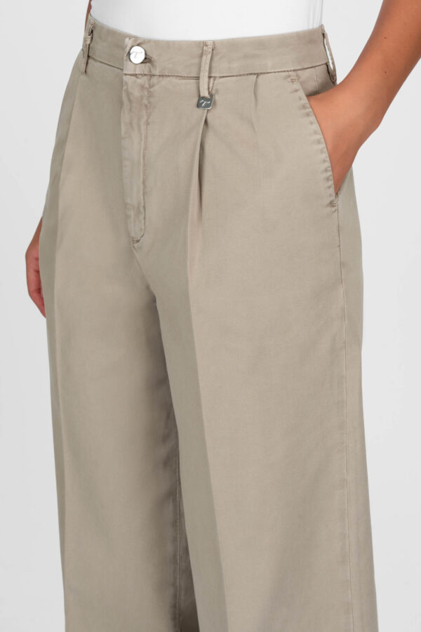 Sartoria Tramarossa PANTALONE AURELIA WIDE LEG GABARDINA DI COTONE SAND Nuova