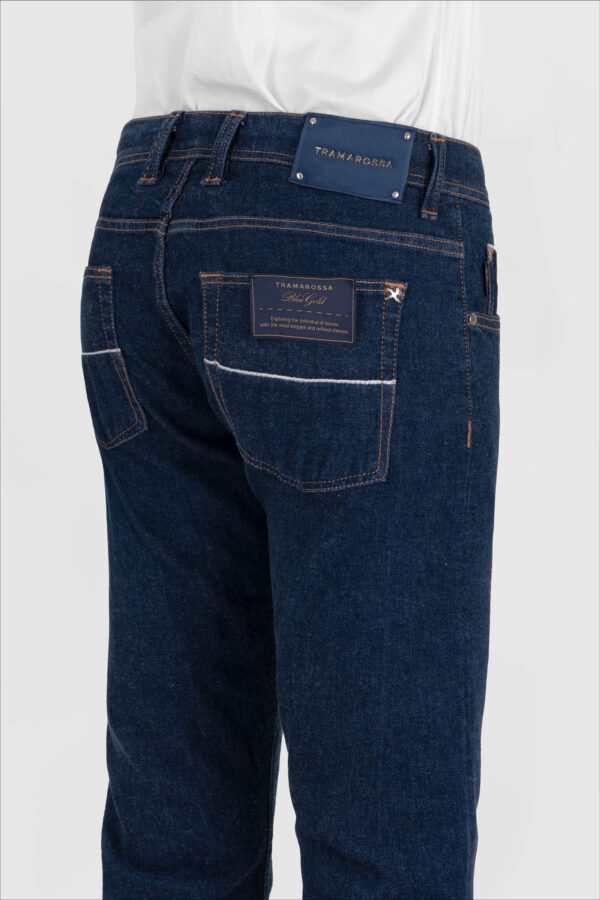 Sartoria Tramarossa JEANS LEONARDO BUTTONS REGULAR BLUE GOLD IN DENIM BLU SCURO Qualità