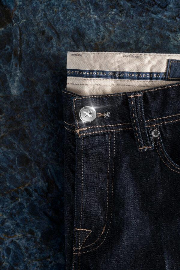 Sartoria Tramarossa JEANS LEONARDO BUTTONS REGULAR IN DENIM ARGENTO 925 BLU SCURO Pezzi Unici