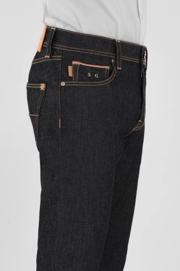 Sartoria Tramarossa JEANS LEONARDO ZIP SS SLIM IN DENIM STRETCH LIZARD MADREPERLA BLU SCURO Soddisfazione Garantita
