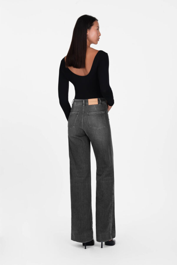 Sartoria Tramarossa JEANS VIRGINIA WIDE LEG IN DENIM NERO Saldi Di Fabbrica