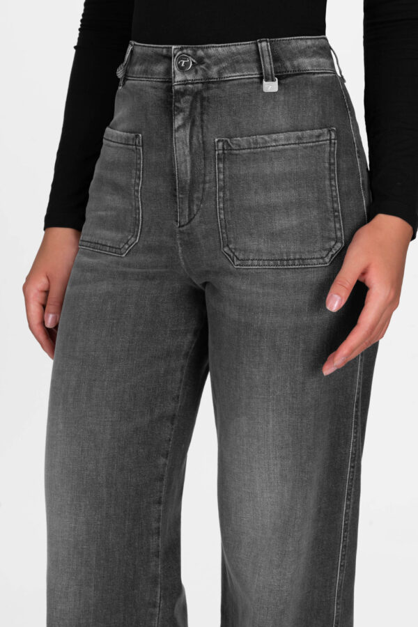 Sartoria Tramarossa JEANS VIRGINIA WIDE LEG IN DENIM NERO Saldi Di Fabbrica