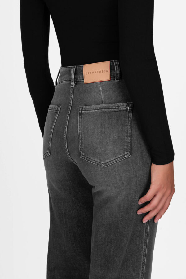 Sartoria Tramarossa JEANS VIRGINIA WIDE LEG IN DENIM NERO Saldi Di Fabbrica