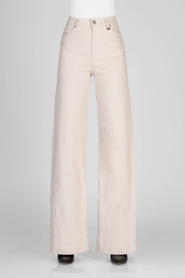 Sartoria Tramarossa PANTALONE VIOLA WIDE LEG IN BULL DI COTONE BEIGE Italy