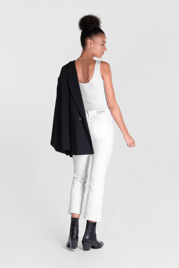 Sartoria Tramarossa PANTALONE MONICA FLARE CUT FLARE IN BULL DI COTONE BIANCO Qualità Garantita