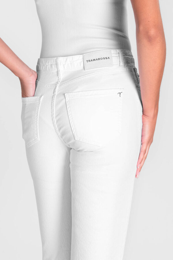 Sartoria Tramarossa PANTALONE MONICA FLARE CUT FLARE IN BULL DI COTONE BIANCO Qualità Garantita