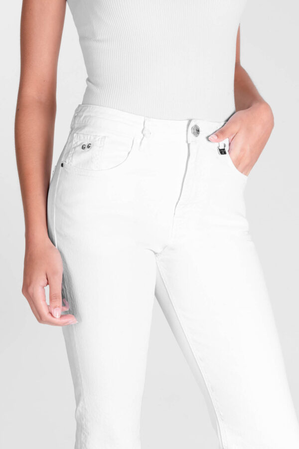 Sartoria Tramarossa PANTALONE MONICA FLARE CUT FLARE IN BULL DI COTONE BIANCO Qualità Garantita