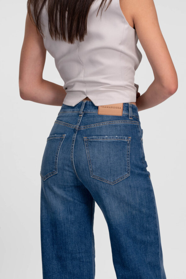 Sartoria Tramarossa JEANS MONICA WIDE WIDE LEG IN DENIM BLU MEDIO Acquista Ora