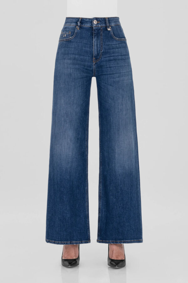 Sartoria Tramarossa JEANS MONICA WIDE WIDE LEG IN DENIM BLU MEDIO Acquista Ora
