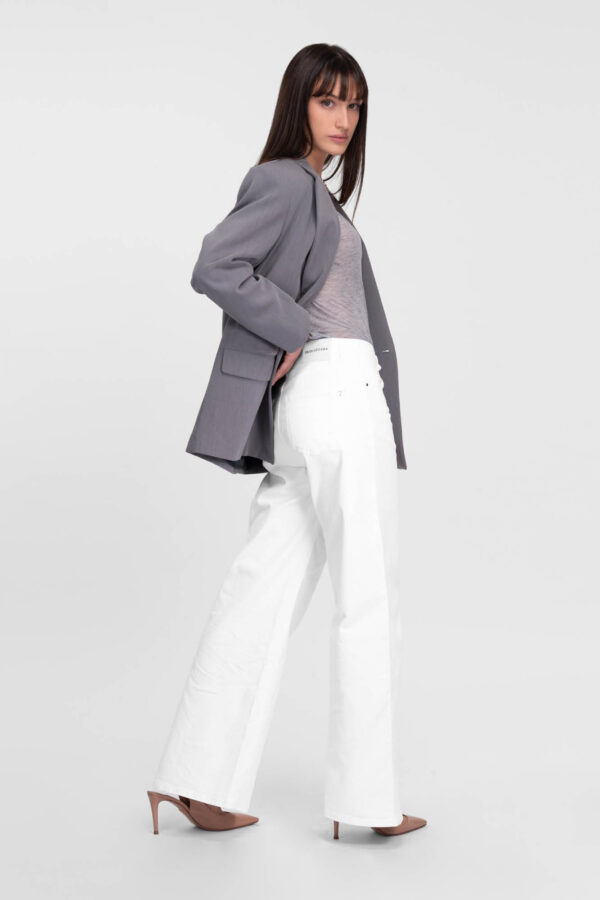 Sartoria Tramarossa JEANS MONICA WIDE WIDE LEG IN BULL DI COTONE BIANCO Consegna Veloce