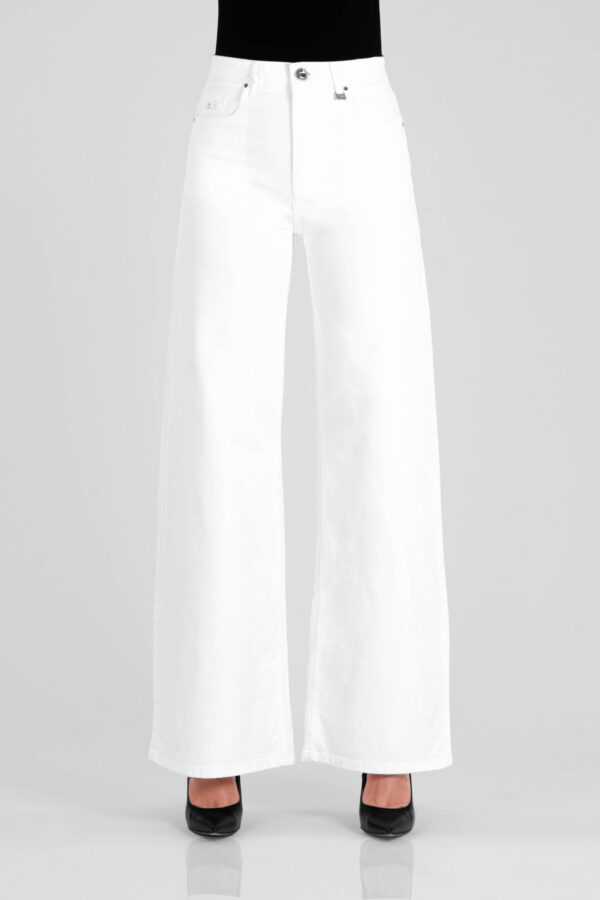 Sartoria Tramarossa JEANS MONICA WIDE WIDE LEG IN BULL DI COTONE BIANCO Consegna Veloce