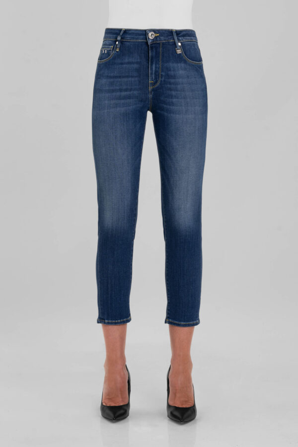Sartoria Tramarossa JEANS BIANCA CAPRI SKINNY IN DENIM STRETCH BLU MEDIO Fornitura limitata
