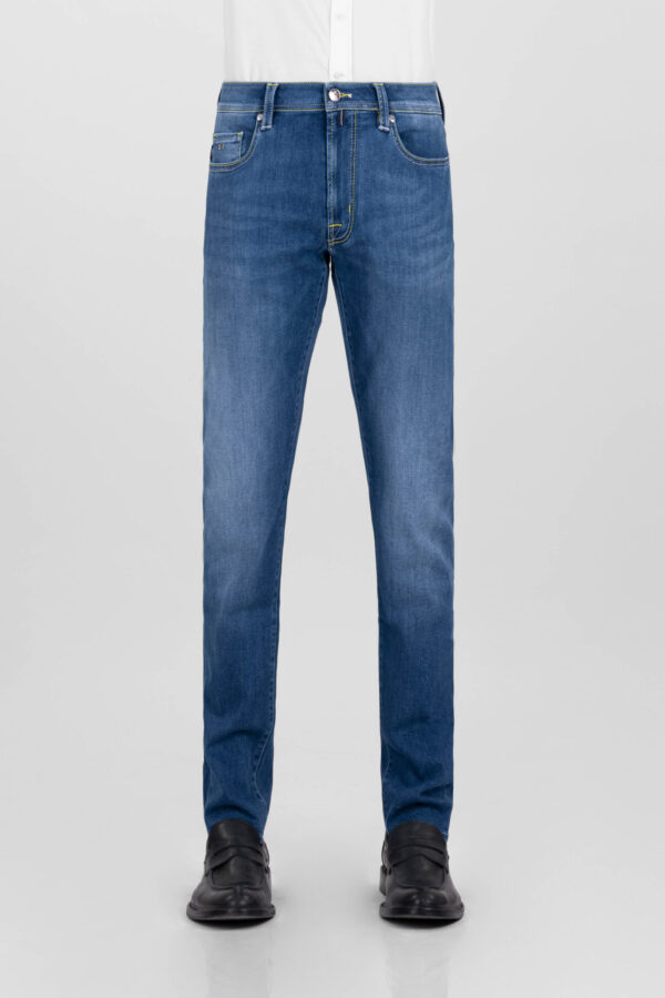 Sartoria Tramarossa MICHELANGELO ZIP SS SLIM MEDIUM BLUE STRETCH DENIM JEANS Offerte