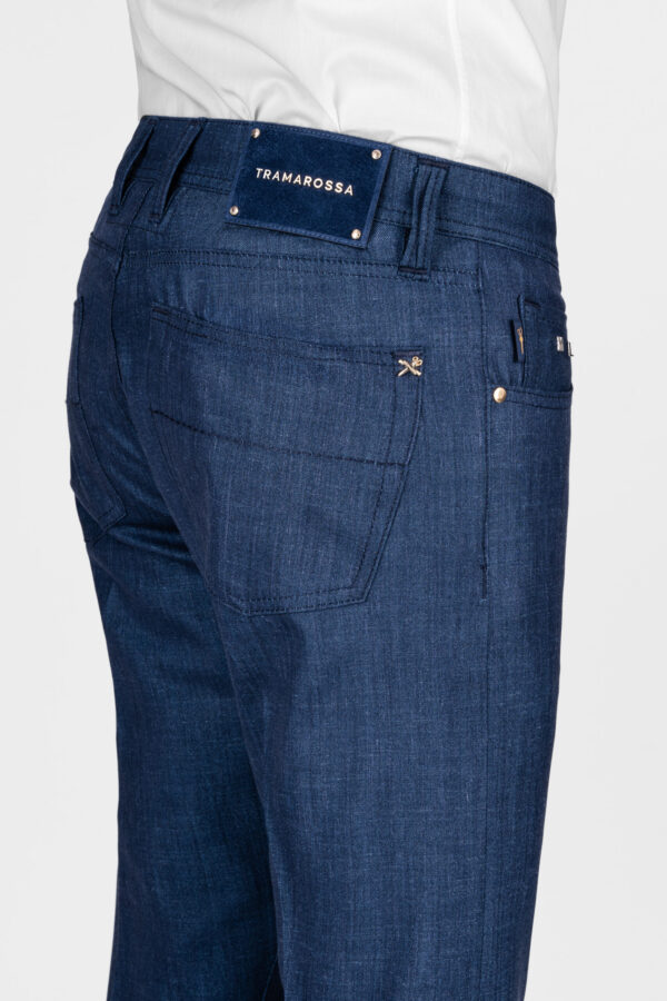 Sartoria Tramarossa PANTALONE MICHELANGELO ZIP REGULAR IN LANA LORO PIANA BLU MEDIO Vendita Economica