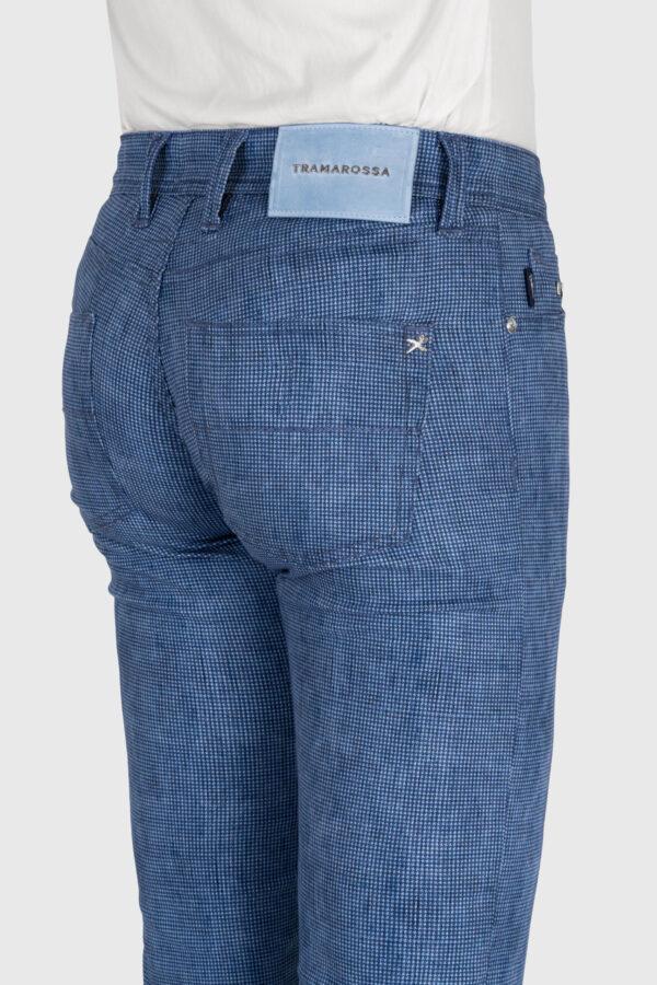 Sartoria Tramarossa PANTALONE MICHELANGELO ZIP REGULAR IN DENIM STAMPATO BLU MEDIO Vendite Flash
