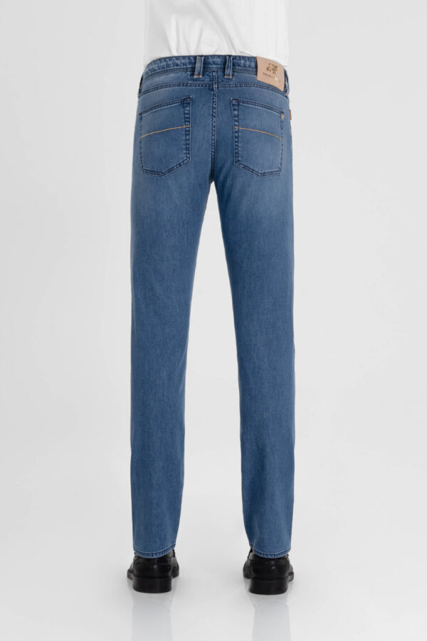 Sartoria Tramarossa JEANS MICHELANGELO ZIP REGULAR IN DENIM SETA BLU MEDIO Negozio