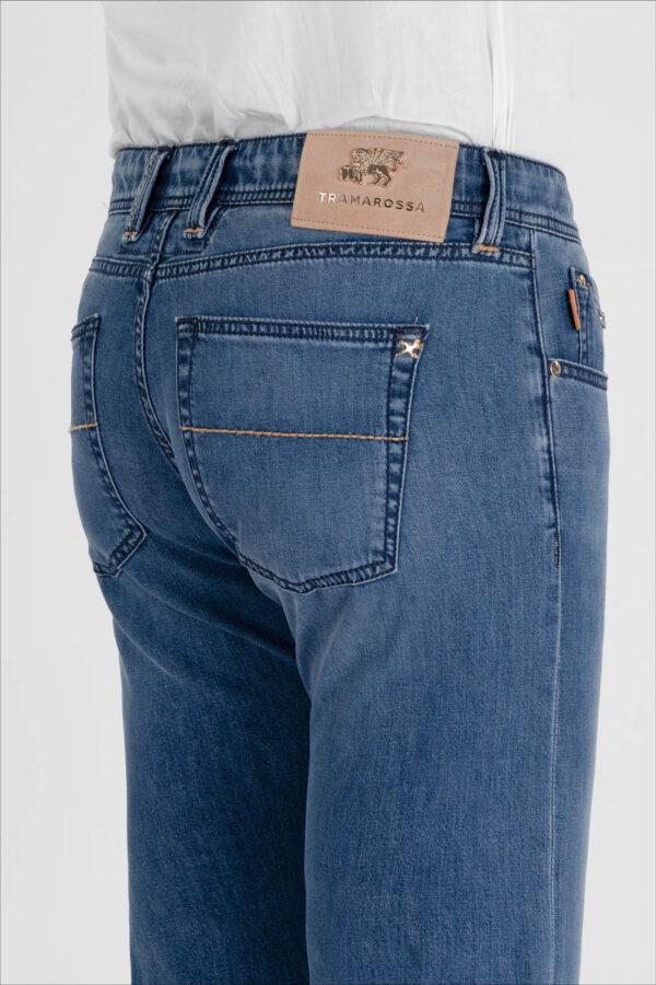 Sartoria Tramarossa JEANS MICHELANGELO ZIP REGULAR IN DENIM SETA BLU MEDIO Negozio