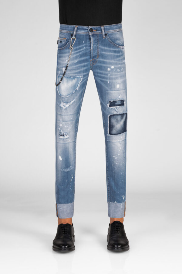 Sartoria Tramarossa JEANS 1980 SLIM IN DENIM STRETCH BLU MEDIO Nuova