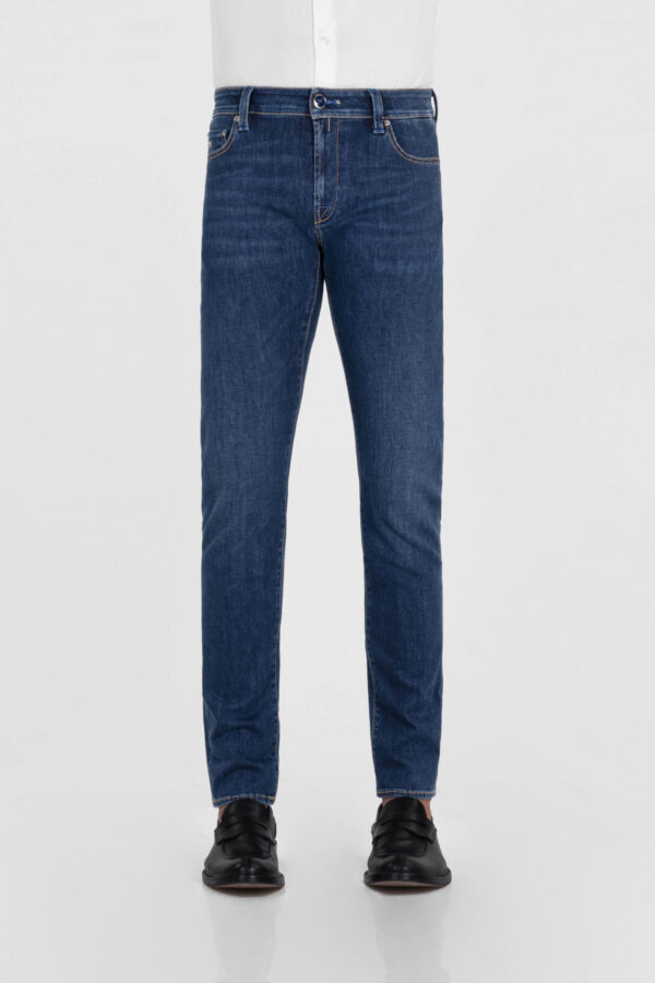 Sartoria Tramarossa JEANS LEONARDO ZIP SS SLIM IN DENIM CON STAMPA INTERNA BLU SCURO 2025