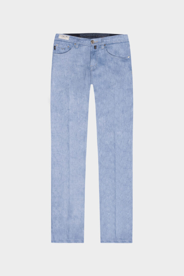 Sartoria Tramarossa PANTALONE LEONARDO BUTTONS REGULAR IN LINO BLU CHIARO 2025