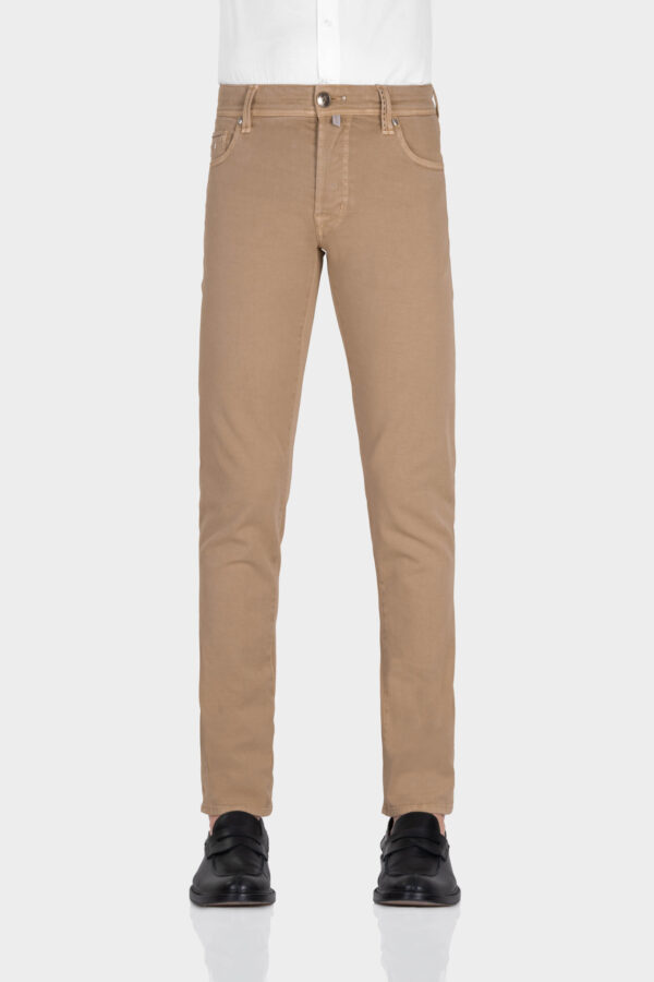 Sartoria Tramarossa PANTALONE LEONARDO BUTTONS REGULAR IN BULL DI COTONE BEIGE Nuovo