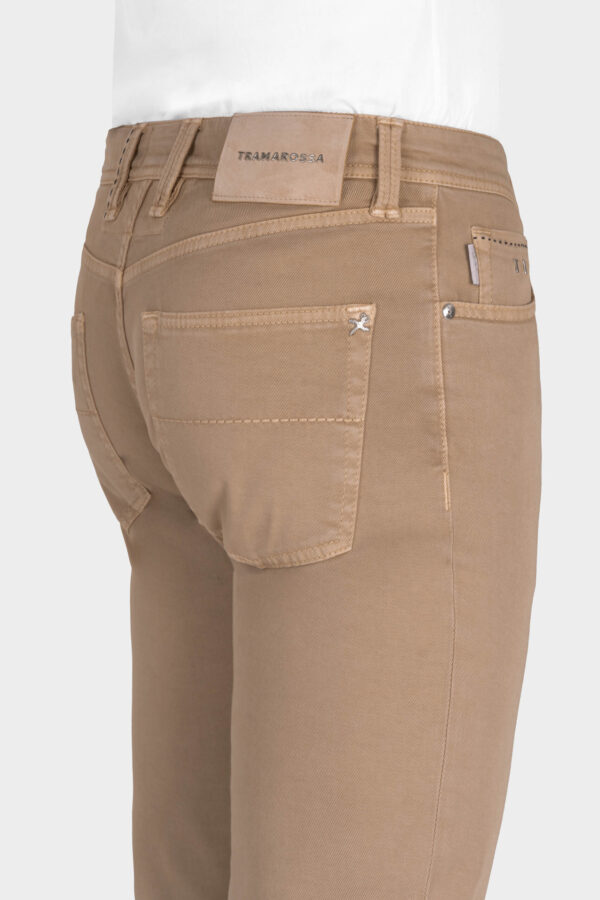 Sartoria Tramarossa PANTALONE LEONARDO BUTTONS REGULAR IN BULL DI COTONE BEIGE Nuovo