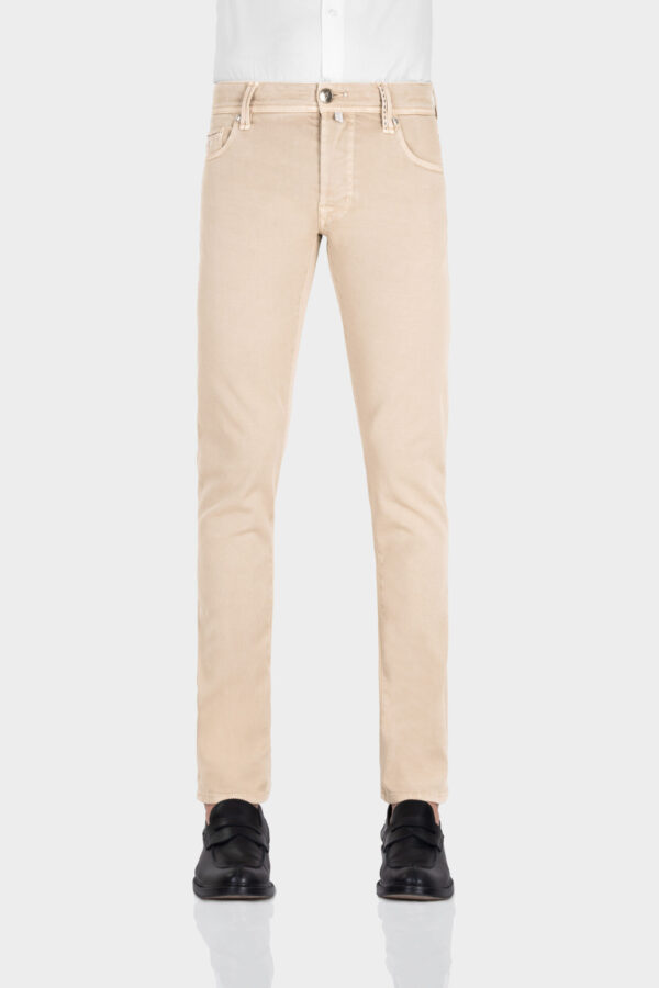 Sartoria Tramarossa PANTALONE LEONARDO BUTTONS REGULAR IN BULL DI COTONE BEIGE Vendita