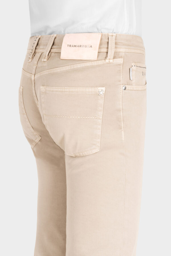 Sartoria Tramarossa PANTALONE LEONARDO BUTTONS REGULAR IN BULL DI COTONE BEIGE Vendita