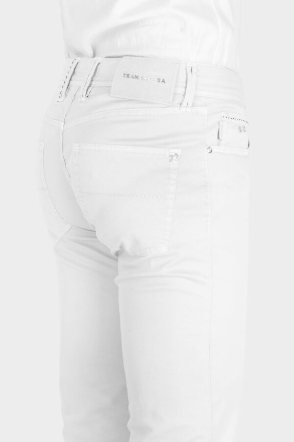 Sartoria Tramarossa PANTALONE LEONARDO BUTTONS REGULAR IN BULL DI COTONE WHITE Promozione