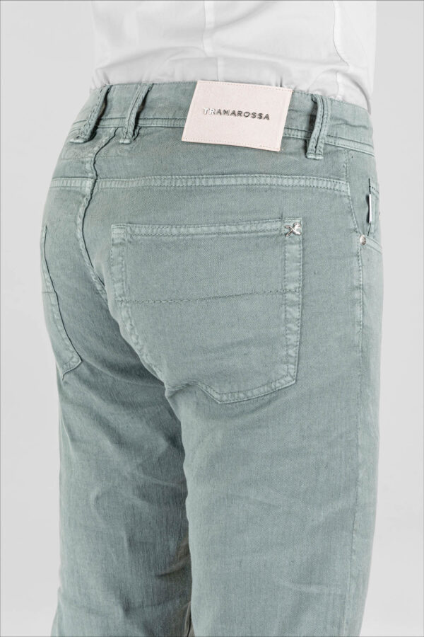 Sartoria Tramarossa PANTALONE LEONARDO BUTTONS REGULAR IN LINO VERDE Qualità Garantita