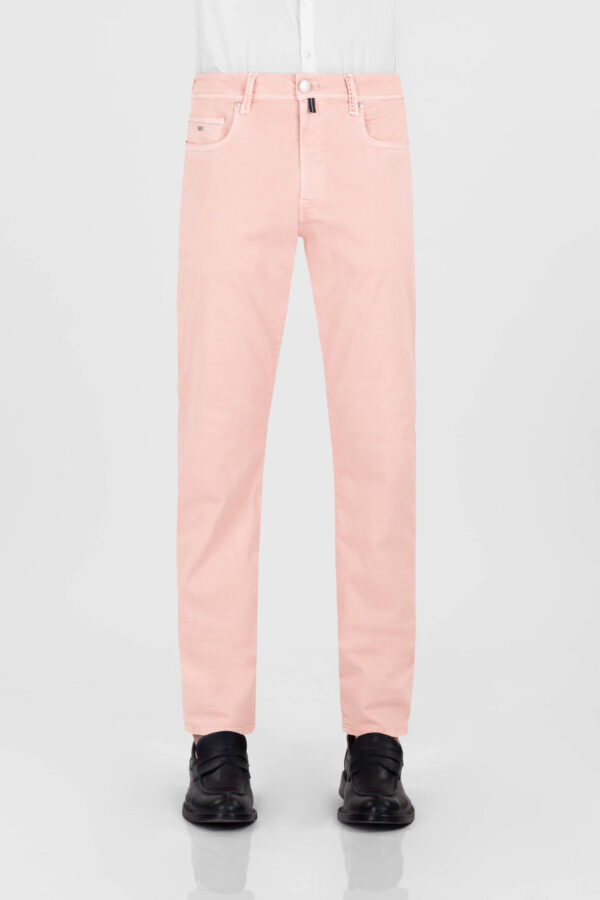 Sartoria Tramarossa PANTALONE MICHELANGELO ZIP SS REGULAR IN GABARDINA DI COTONE STRETCH ROSA Acquista Ora