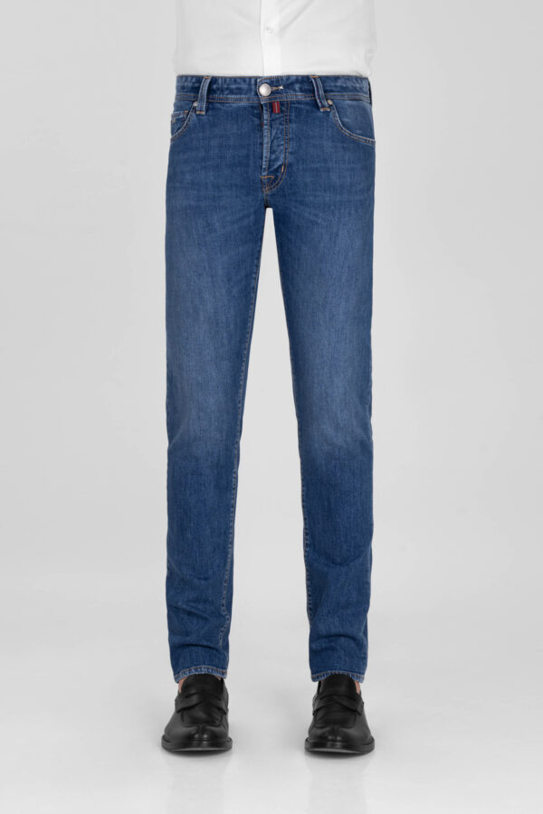 Sartoria Tramarossa JEANS LEONARDO BUTTONS REGULAR IN DENIM BLU MEDIO Promozione Limitata