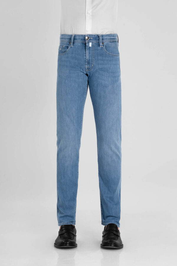 Sartoria Tramarossa JEANS MICHELANGELO ZIP REGULAR IN DENIM LEGGERO BLU CHIARO Presa