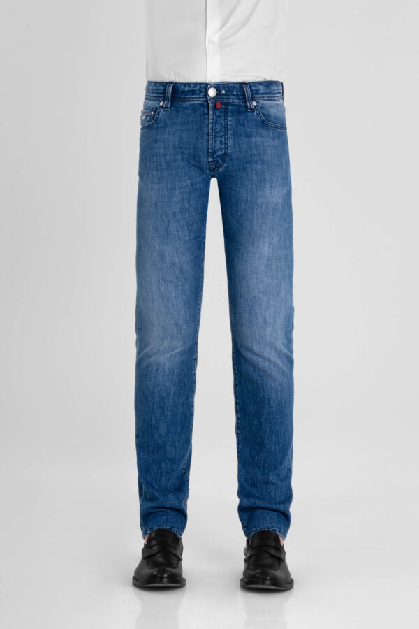 Sartoria Tramarossa JEANS MICHELANGELO ZIP REGULAR IN DENIM BLU MEDIO Sconto