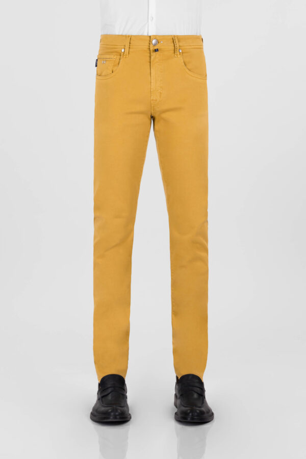 Sartoria Tramarossa PANTALONE LEONARDO ZIP SS SLIM IN GABARDINA DI COTONE STRETCH GIALLO Discount Store per i nuovi prodotti