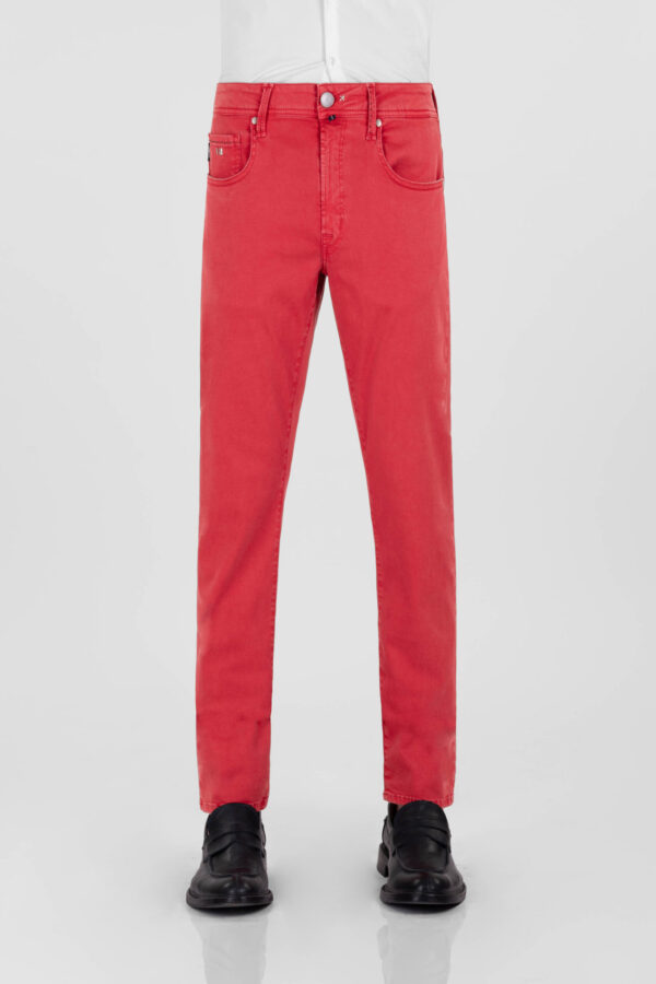 Sartoria Tramarossa PANTALONE LEONARDO ZIP SS SLIM IN GABARDINA DI COTONE STRETCH ROSSO Solo un giorno rimasto