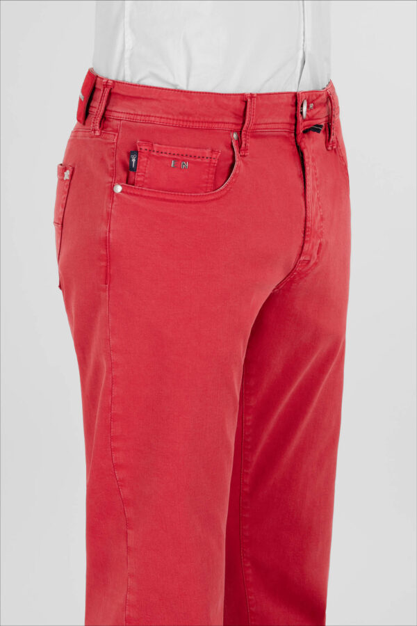 Sartoria Tramarossa PANTALONE LEONARDO ZIP SS SLIM IN GABARDINA DI COTONE STRETCH ROSSO Solo un giorno rimasto