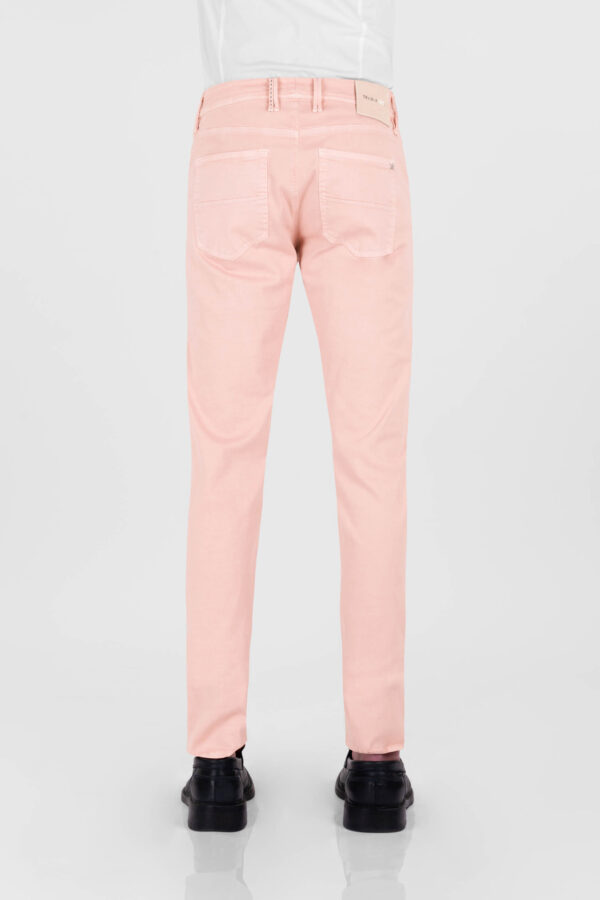 Sartoria Tramarossa PANTALONE LEONARDO ZIP SS SLIM IN GABARDINA DI COTONE STRETCH ROSA Super sconto