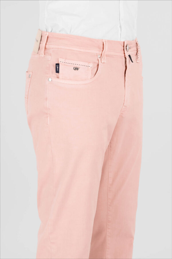 Sartoria Tramarossa PANTALONE LEONARDO ZIP SS SLIM IN GABARDINA DI COTONE STRETCH ROSA Super sconto