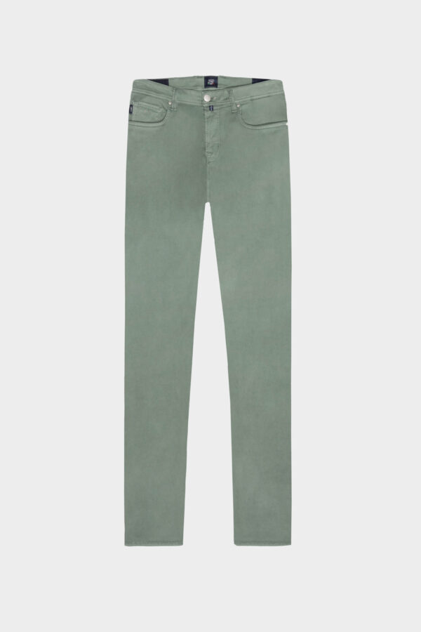 Sartoria Tramarossa PANTALONE LEONARDO ZIP SS SLIM IN GABARDINA DI COTONE STRETCH VERDE Enormi sconti