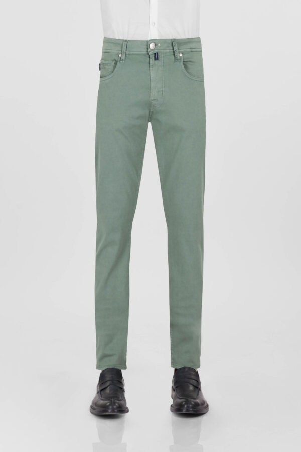 Sartoria Tramarossa PANTALONE LEONARDO ZIP SS SLIM IN GABARDINA DI COTONE STRETCH VERDE Enormi sconti