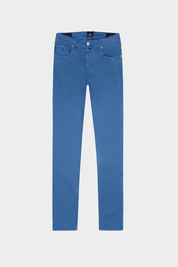 Sartoria Tramarossa PANTALONE LEONARDO ZIP SS SLIM IN GABARDINA DI COTONE STRETCH BLU MEDIO 50% di sconto con spedizione gratuita