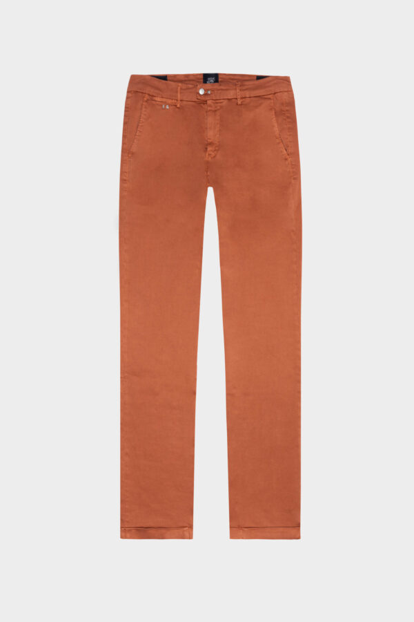 Sartoria Tramarossa PANTALONE LUIS SLIM IN GABARDINA LEGGERA DI COTONE STRETCH ARANCIONE Trasporto libero internazionale