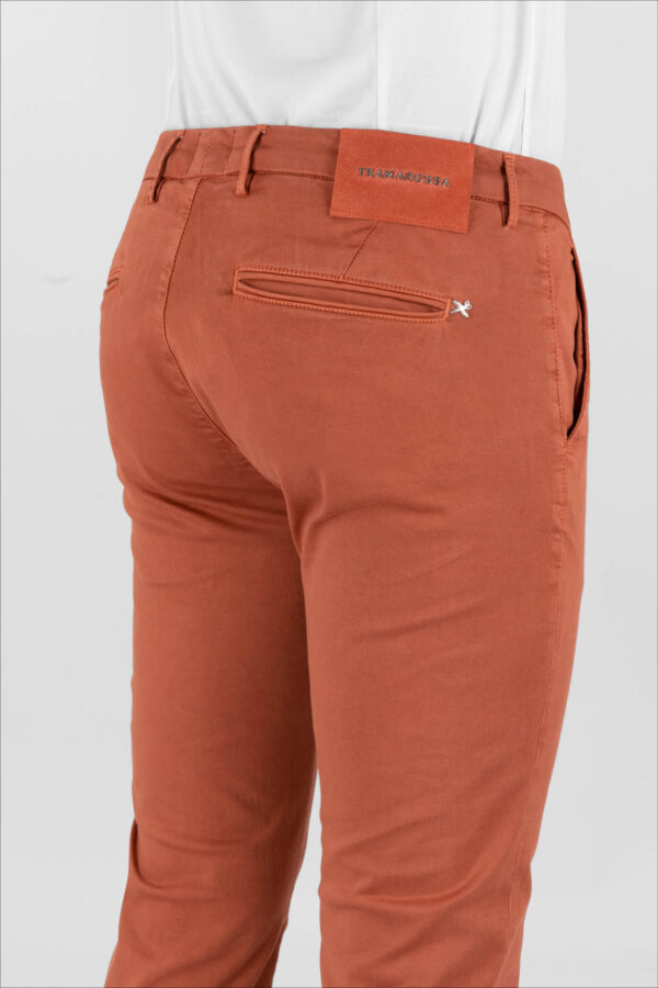 Sartoria Tramarossa PANTALONE LUIS SLIM IN GABARDINA LEGGERA DI COTONE STRETCH ARANCIONE Trasporto libero internazionale