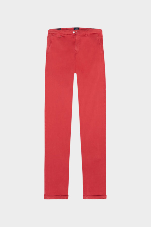 Sartoria Tramarossa PANTALONE LUIS SLIM IN GABARDINA LEGGERA DI COTONE STRETCH ROSSO Limitato a 3 giorni