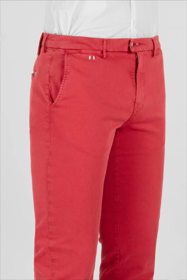 Sartoria Tramarossa PANTALONE LUIS SLIM IN GABARDINA LEGGERA DI COTONE STRETCH ROSSO Limitato a 3 giorni