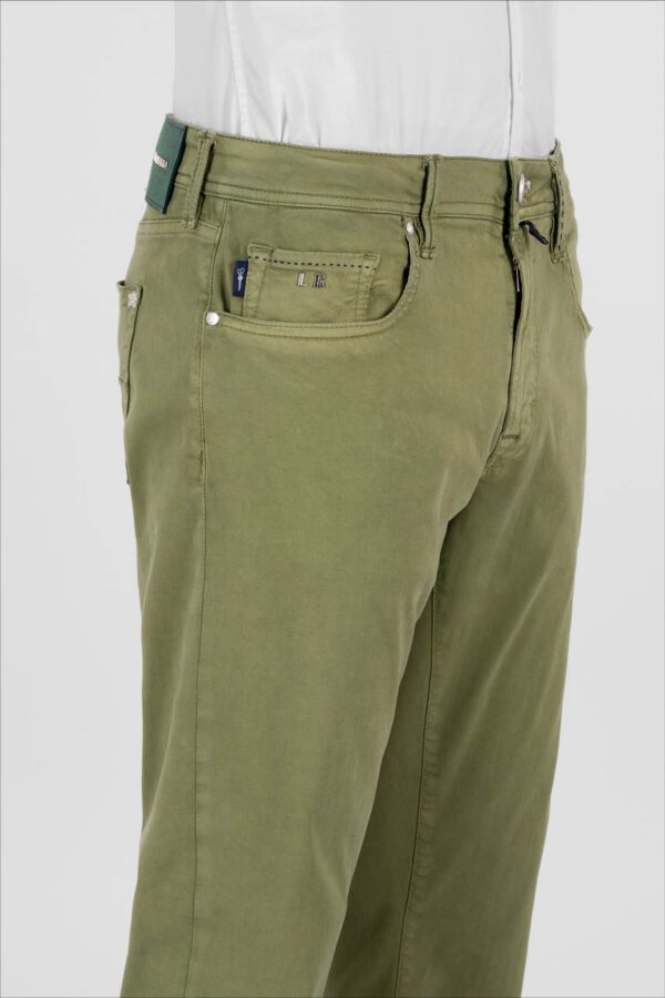 Sartoria Tramarossa PANTALONE MICHELANGELO ZIP SS REGULAR IN GABARDINA DI COTONE STRETCH VERDE Duty-free