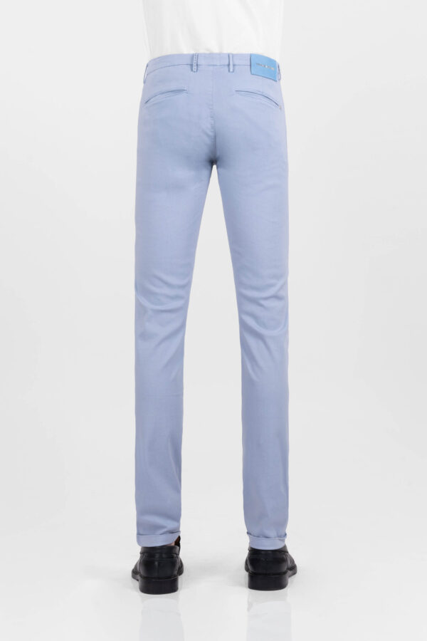 Sartoria Tramarossa PANTALONE LUIS SLIM IN GABARDINA LEGGERA DI COTONE CON STAMPA ESTERNA STRETCH BLU CHIARO Sconti questo mese