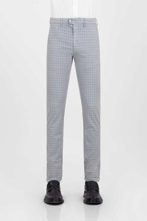 Sartoria Tramarossa PANTALONE LUIS SLIM IN GABARDINA LEGGERA DI COTONE CON STAMPA ESTERNA STRETCH GRIGIO Italy