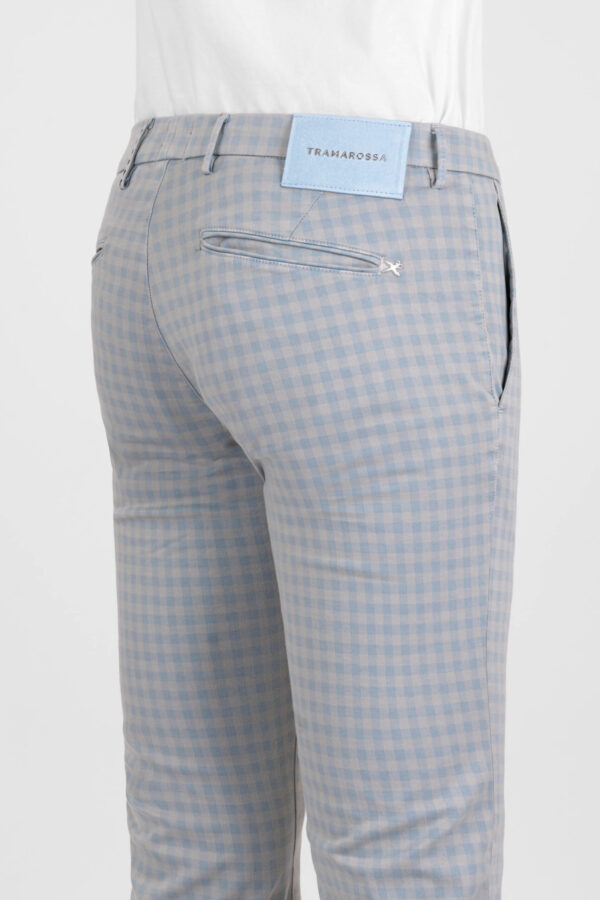 Sartoria Tramarossa PANTALONE LUIS SLIM IN GABARDINA LEGGERA DI COTONE CON STAMPA ESTERNA STRETCH GRIGIO Italy